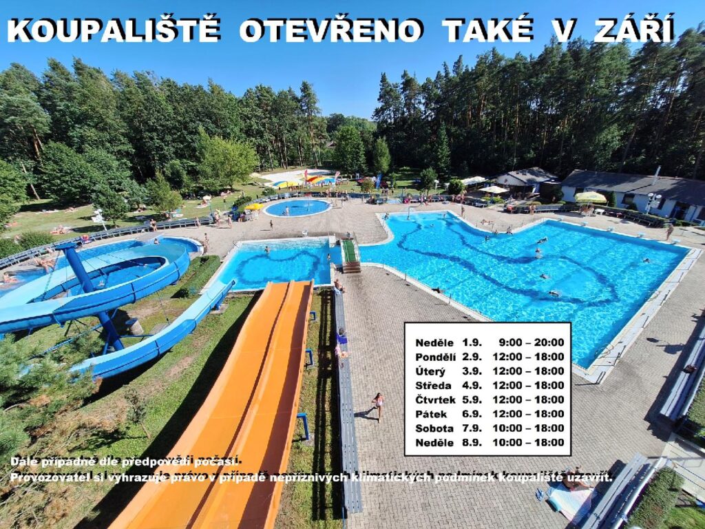 Otevírací doba koupaliště v září 2024